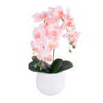 GloboStar® Artificial Garden SALMON ORCHID 21118 Διακοσμητικό Φυτό Ροζ-Πορτοκαλί Ορχιδέα Υ45cm - Image 2