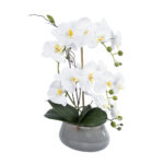 GloboStar® Artificial Garden WHITE ORCHID 21120 Διακοσμητικό Φυτό Λευκή Ορχιδέα Υ43cm - Image 2