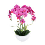 GloboStar® Artificial Garden DARK PINK ORCHID 21123 Διακοσμητικό Φυτό Φούξια Ορχιδέα Υ50cm - Image 2