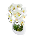 GloboStar® Artificial Garden WHITE ORCHID 21128 Διακοσμητικό Φυτό Λευκή Ορχιδέα Υ39cm - Image 2