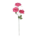 GloboStar® Artificial Garden  HOT PINK ROSE BRANCH 21135 Τεχνητό Διακοσμητικό Κλαδί Τριαντάφυλλο Έντονο Ροζ Y66cm - Image 2