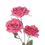 GloboStar® Artificial Garden  HOT PINK ROSE BRANCH 21135 Τεχνητό Διακοσμητικό Κλαδί Τριαντάφυλλο Έντονο Ροζ Y66cm - Image 3