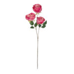 GloboStar® Artificial Garden HOT PINK ROSE BRANCH 21139 Τεχνητό Διακοσμητικό Κλαδί έντονο Ροζ Τριαντάφυλλο Y70cm - Image 2