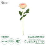 GloboStar® Artificial Garden CHAMPAGNE ROSE BRANCH 21141 Τεχνητό Διακοσμητικό Κλαδί Σαμπανιζέ Τριαντάφυλλο Y50cm