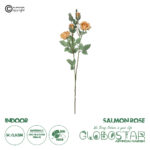 GloboStar® Artificial Garden SALMON ROSE BRANCH 21149 Τεχνητό Διακοσμητικό Κλαδί Σαμπανιζέ Τριαντάφυλλο Y65cm