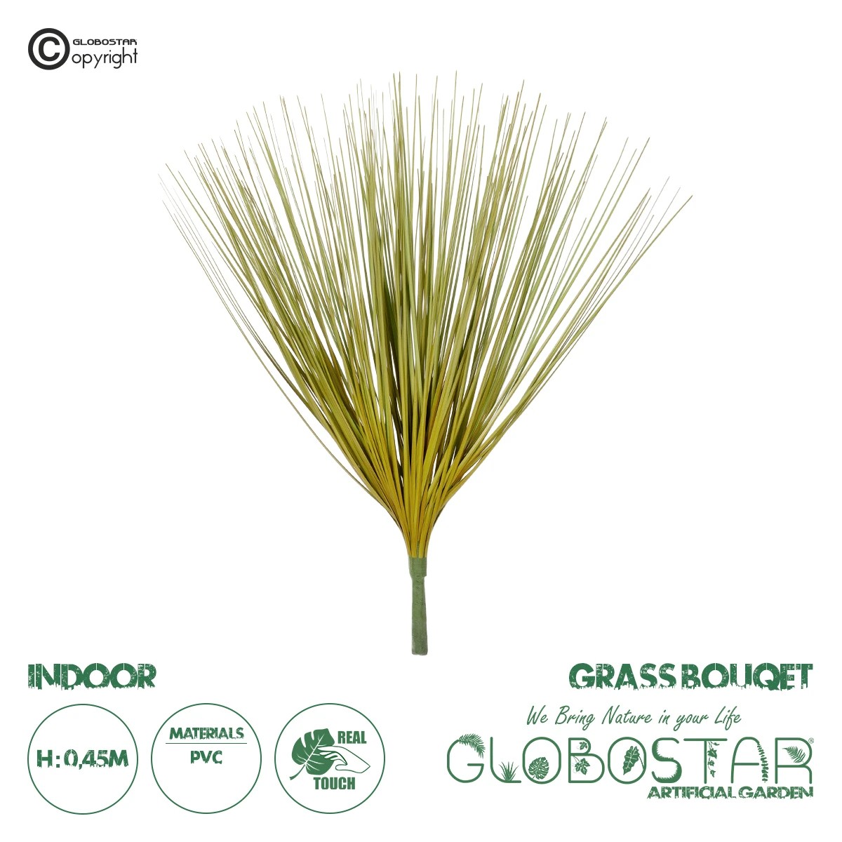 21158_1 GloboStar® Artificial Garden YELLOW GREEN GRASS BOUQUET 21158 Τεχνητό Διακοσμητικό Μπουκέτο Grass Κίτρινο Πράσινο Y45cm - Image 1