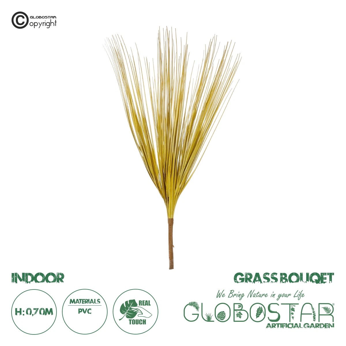 21159_1 GloboStar® Artificial Garden YELLOW GRASS BOUQUET 21159 Τεχνητό Διακοσμητικό Μπουκέτο Grass Κίτρινο Y70cm - Image 1