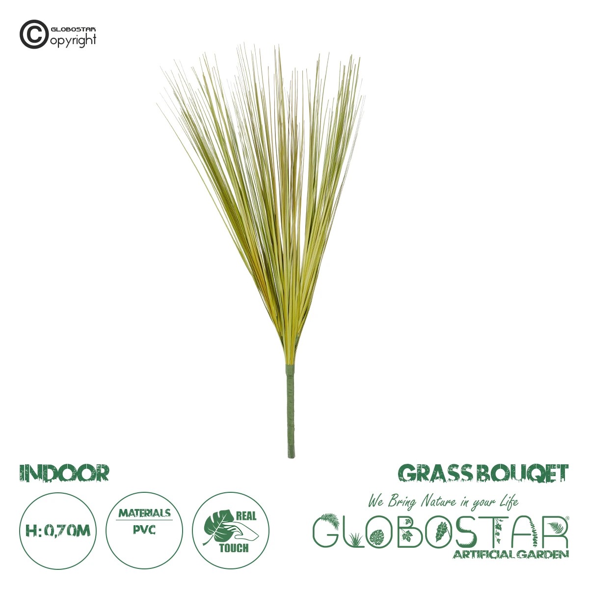 21161_1 GloboStar® Artificial Garden GREEN GRASS BOUQUET 21161 Τεχνητό Διακοσμητικό Μπουκέτο Grass Πράσινο Y70cm - Image 1