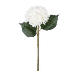 GloboStar® Artificial Garden WHITE HYDRANGEA BRANCH 21173 Τεχνητό Διακοσμητικό Κλαδί Ορτανσίας Λευκό  Y47cm - Image 2