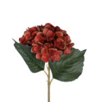 GloboStar® Artificial Garden RED HYDRANGEA BRANCH 21174 Τεχνητό Διακοσμητικό Κλαδί Ορτανσίας Κόκκινο  Y47cm - Image 3