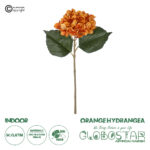 GloboStar® Artificial Garden ORANGE HYDRANGEA BRANCH 21179 Τεχνητό Διακοσμητικό Κλαδί Ορτανσίας Πορτοκαλί  Y47cm