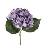 GloboStar® Artificial Garden PURPLE HYDRANGEA BRANCH 21181 Τεχνητό Διακοσμητικό Κλαδί Ορτανσίας Βαθύ Μωβ  Y47cm - Image 3