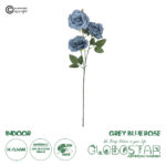 GloboStar® Artificial Garden GREY BLUE CLIMBING ROSE BRANCH 21188 Τεχνητό Διακοσμητικό Κλαδί Τριαντάφυλλο Γκρί Μπλέ Y66cm