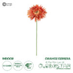 GloboStar® Artificial Garden ORANGE  ROSE BRANCH 21206 Τεχνητό Διακοσμητικό Κλαδί Ζέρμπερας Πορτοκαλί Y44cm