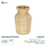 GloboStar® Artificial Garden HAVANA 21222 Διακοσμητικό Πλεκτό Καλάθι - Κασπώ Γλάστρα - Flower Pot Μπεζ Μ16 x Π16 x Υ25cm