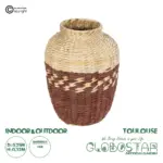 GloboStar® Artificial Garden TOULOUSE 21225 Διακοσμητικό Πλεκτό Καλάθι - Κασπώ Γλάστρα - Flower Pot Μπεζ με Κόκκινο Π25 x M25 x Υ32cm