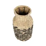 GloboStar® Artificial Garden VERSALLES 21226 Διακοσμητικό Πλεκτό Καλάθι - Κασπώ Γλάστρα - Flower Pot Μπεζ με Μαύρο Π16 x M16 x Υ25cm - Image 3