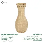GloboStar® Artificial Garden MONACO 21235 Διακοσμητικό Πλεκτό Καλάθι - Κασπώ Γλάστρα - Flower Pot Μπεζ Φ29cm x Υ60cm