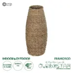 GloboStar® Artificial Garden FRANCISCO 21240 Διακοσμητικό Πλεκτό Καλάθι - Κασπώ Γλάστρα - Flower Pot Μπεζ Μ20 x Π20 x Υ41cm
