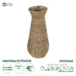 GloboStar® Artificial Garden PANAMA 21241 Διακοσμητικό Πλεκτό Καλάθι - Κασπώ Γλάστρα - Flower Pot Μπεζ Μ20 x Π20 x Υ40cm