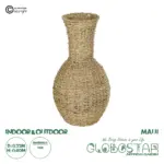 GloboStar® Artificial Garden MAUI 21242 Διακοσμητικό Πλεκτό Καλάθι - Κασπώ Γλάστρα - Flower Pot Μπεζ Π22 x M22 x Υ40cm