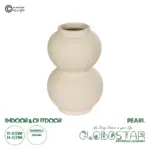 GloboStar® Artificial Garden PEARL 21265 Διακοσμητικό Κεραμικό Βάζo Μπεζ Π13 x Μ13 x Υ21cm