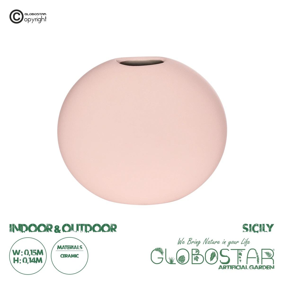 21289_1 GloboStar® Artificial Garden SICILY 21289 Διακοσμητικό Κεραμικό Βάζo Ροζ Π15 x Μ15 x Υ14cm - Image 1