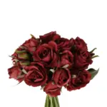 GloboStar® Artificial Garden RED ROSE BOUQUET 21307 Τεχνητό Διακοσμητικό Μπουκέτο Τριαντάφυλλα Κοκκινο Y24cm - Image 3