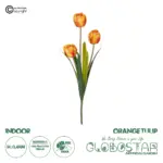 GloboStar® Artificial Garden ORANGE TULIP BRANCH 21308 Τεχνητό Διακοσμητικό Κλαδί Πορτοκαλί Τουλίπα Y48cm
