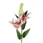 GloboStar® Artificial Garden PINK LILY BRANCH 21313 Τεχνητό Διακοσμητικό Κλαδί Ροζ Κρίνο Y106cm - Image 3