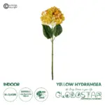 GloboStar® Artificial Garden YELLOW HYDRANGEA BRANCH 21317 Τεχνητό Διακοσμητικό Κλαδί Κίτρινη Ορτανσία Y65cm