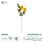 GloboStar® Artificial Garden ORANGE DHALIA BRANCH 21324 Τεχνητό Διακοσμητικό Πορτοκαλί Κλαδί Ντάλια Y115cm