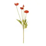 GloboStar® Artificial Garden RED POPPY BRANCH 21333 Τεχνητό Διακοσμητικό Κλαδί Παπαρούνα Κόκκινη Y50cm - Image 2