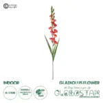 GloboStar® Artificial Garden RED GLADIOLUS FLOWER BRANCH 21396 Τεχνητό Διακοσμητικό Κλαδί Γλαδιόλα Y116cm
