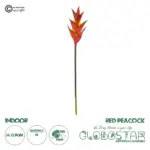 GloboStar® Artificial Garden RED PEACOCK BRANCH 21398 Τεχνητό Διακοσμητικό Κλαδί Κόκκινο πουλί του παραδείσου Y90cm