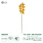 GloboStar® Artificial Garden YELLOW RED ORCHID BRANCH 21410 Τεχνητό Διακοσμητικό Κλαδί Κίτρινη Ορχιδέα Y70cm