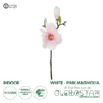 GloboStar® Artificial Garden WHITE PINK MAGNOLIA BRANCH 21417 Τεχνητό Διακοσμητικό Κλαδί Λευκή Ροζ Μανόλια Y36cm