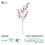 GloboStar® Artificial Garden RED HOLLY BERRIES FRUIT BRANCH 21428 Τεχνητό Διακοσμητικό Κλαδί Κόκκινο Γκί Y102cm