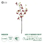 GloboStar® Artificial Garden RED HOLLY BERRIES FRUIT BRANCH 21430 Τεχνητό Διακοσμητικό Κλαδί Κόκκινο Γκί Y90cm