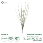 GloboStar® Artificial Garden GREEN WILLOW FLOWER BRANCH 21458 Τεχνητό Διακοσμητικό Κλαδί Λευκή Ιτιά Y86cm