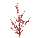 GloboStar® Artificial Garden CHINESE RED PLUM BLOSSOM BRANCH 21459 Τεχνητό Διακοσμητικό Κλαδί Κόκκινης Κερασίας Y113cm - Image 3