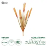 GloboStar® Artificial Garden ORANGE PAMPAS GRASS BRANCH 21486 Τεχνητό Διακοσμητικό Κλαδί Πορτοκαλί Πάμπας Y88cm