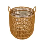 GloboStar® Artificial Garden OSAKA 21494 Διακοσμητικό Πλεκτό Καλάθι - Κασπώ Γλάστρα - Flower Pot Μπεζ Φ30cm x Υ41cm - Image 3