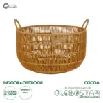 GloboStar® Artificial Garden COCOA 21495 Διακοσμητικό Πλεκτό Καλάθι - Κασπώ Γλάστρα - Flower Pot Μπεζ Φ30cm x Υ40cm