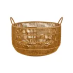 GloboStar® Artificial Garden COCOA 21495 Διακοσμητικό Πλεκτό Καλάθι - Κασπώ Γλάστρα - Flower Pot Μπεζ Φ30cm x Υ40cm - Image 2
