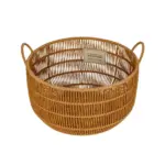 GloboStar® Artificial Garden COCOA 21495 Διακοσμητικό Πλεκτό Καλάθι - Κασπώ Γλάστρα - Flower Pot Μπεζ Φ30cm x Υ40cm - Image 3