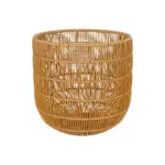 GloboStar® Artificial Garden DAKOTA 21498 Διακοσμητικό Πλεκτό Καλάθι - Κασπώ Γλάστρα - Flower Pot Μπεζ Φ33cm x Υ33cm - Image 2