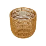 GloboStar® Artificial Garden DAKOTA 21498 Διακοσμητικό Πλεκτό Καλάθι - Κασπώ Γλάστρα - Flower Pot Μπεζ Φ33cm x Υ33cm - Image 3