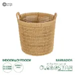 GloboStar® Artificial Garden BARBADOS 21499 Διακοσμητικό Πλεκτό Καλάθι - Κασπώ Γλάστρα - Flower Pot Μπεζ Μ28 x Π28 x Υ26cm