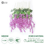 GloboStar® Artificial Garden PURPLE WISTERIA FLOWER BRANCH 21510 Σετ 12 Τεχνητά Διακοσμητικά κλαδιά Βιστέριας Μωβ Φ45 x Υ120cm